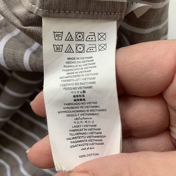 Michael Kors Men's Slim Fit Striped Button Down Shirt Brown Size XXL 100% Cotton - Picture 4 of 5